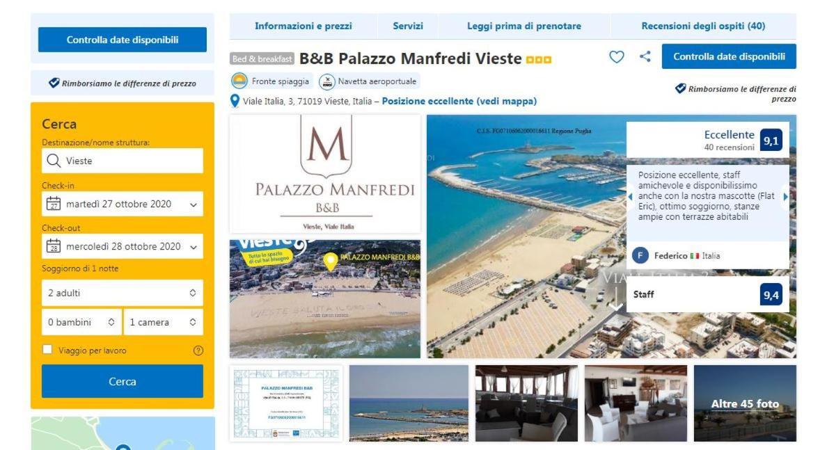B&B Palazzo Manfredi Vieste, Fronte Mare Con Parcheggio المظهر الخارجي الصورة